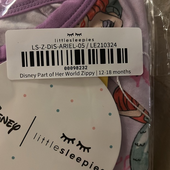 Little Sleepies Disney Little Mermaid Part of Her World Zippy bamboo pajamas - Picture 3 of 3